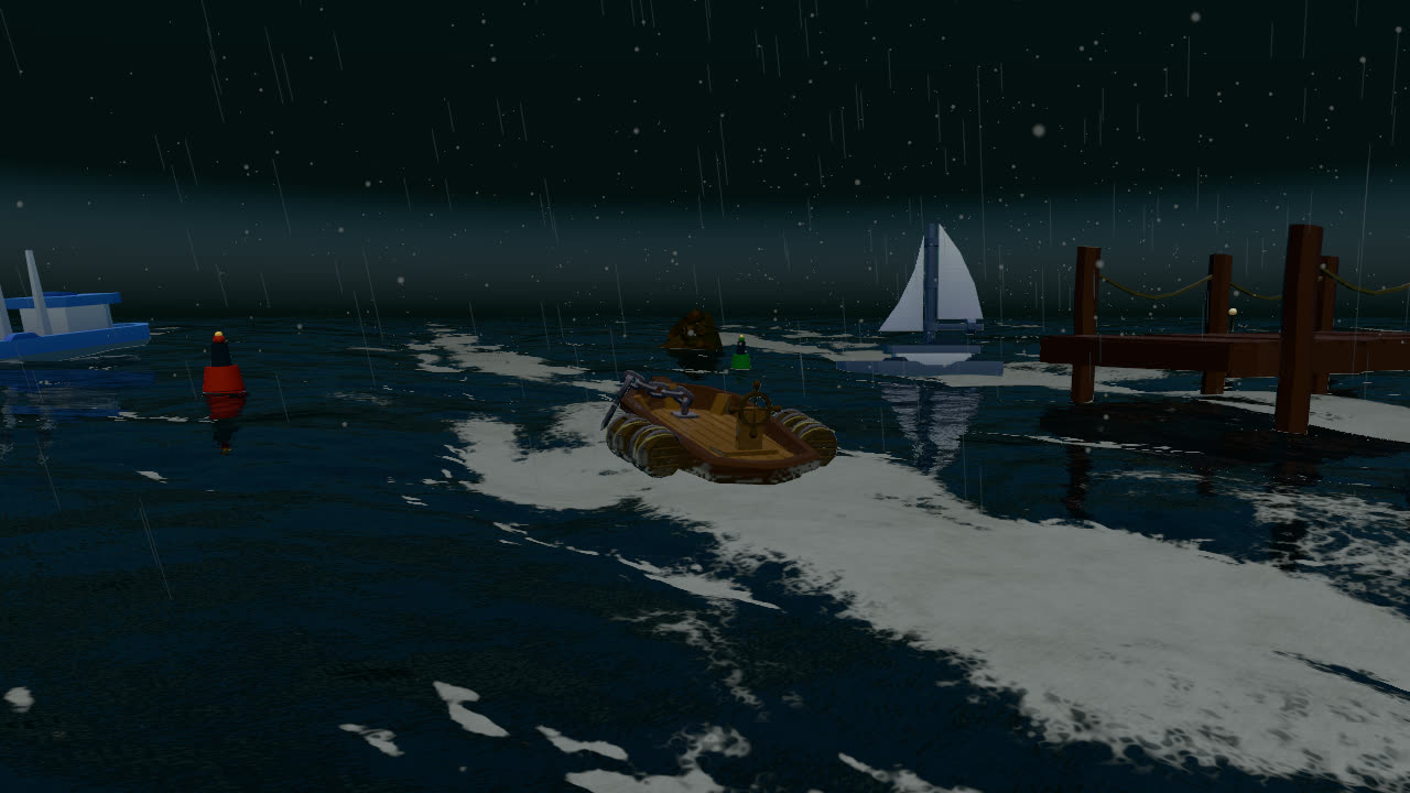 A storm sea under a lightning flash
