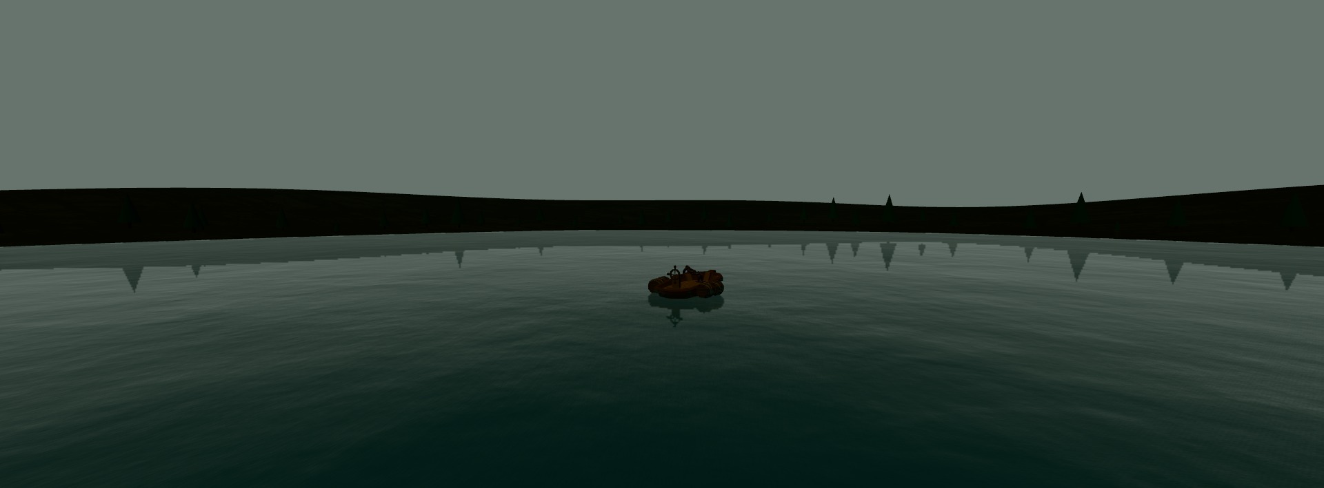 Lake preset — wooded hill ring across freshwater